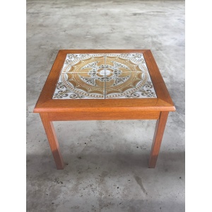 Mid Century Modern Danish Teak Tile Top Side Table By Toften Mobelfabrik