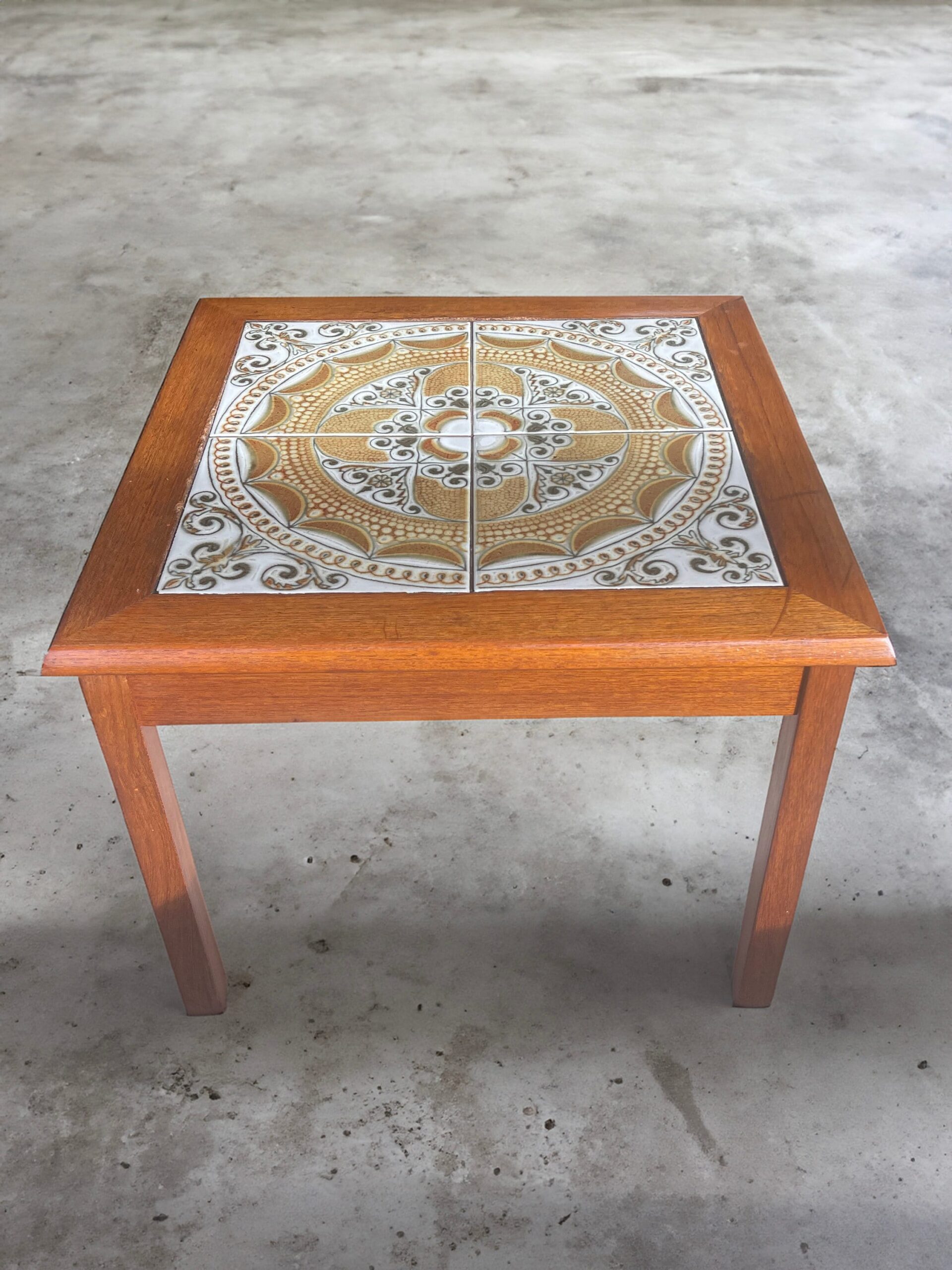 Mid Century Modern Danish Teak Tile Top Side Table By Toften Mobelfabrik