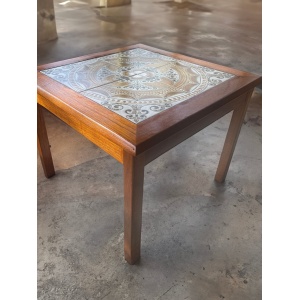 Mid Century Modern Danish Teak Tile Top Side Table By Toften Mobelfabrik