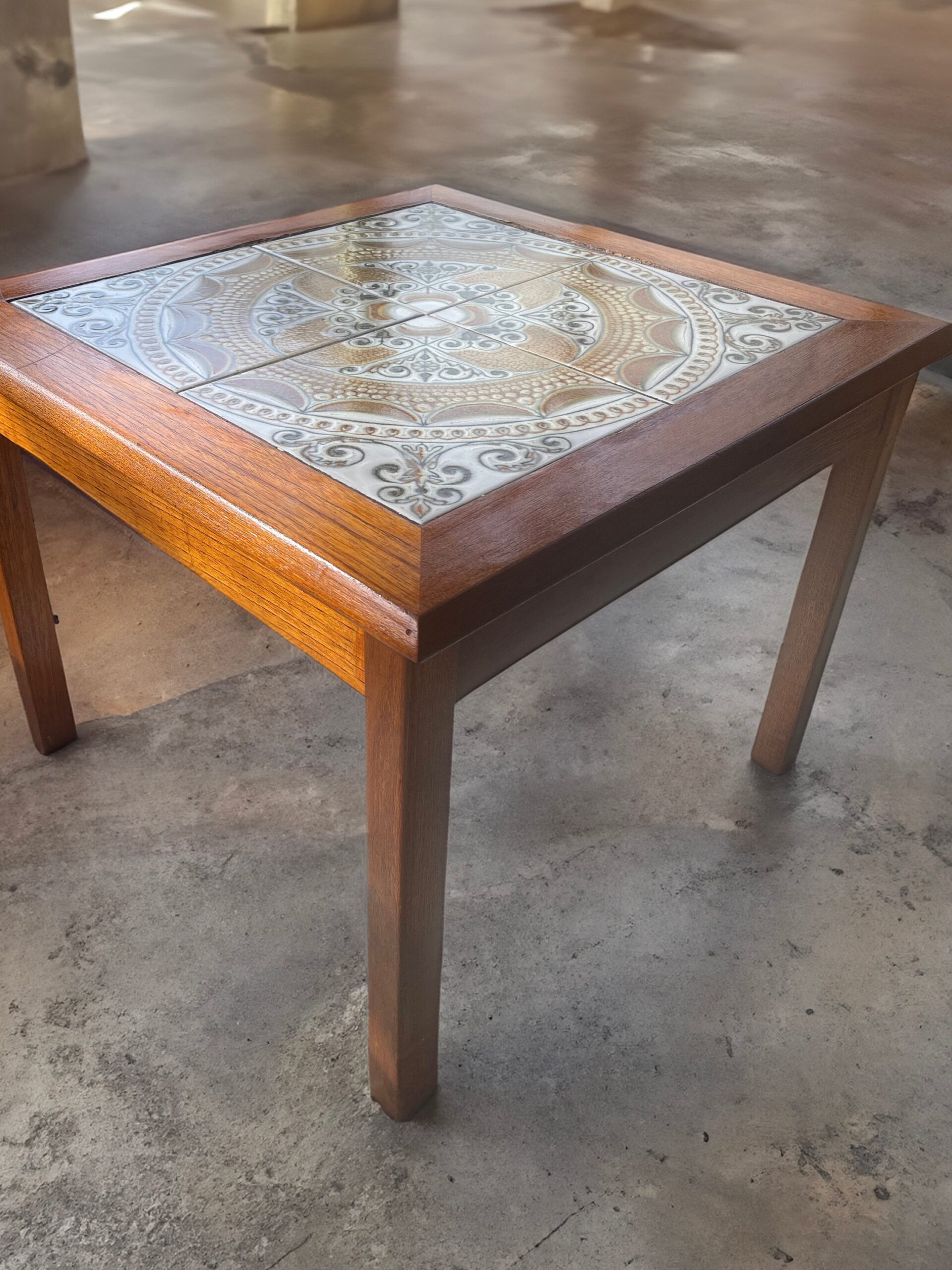 Mid Century Modern Danish Teak Tile Top Side Table By Toften Mobelfabrik