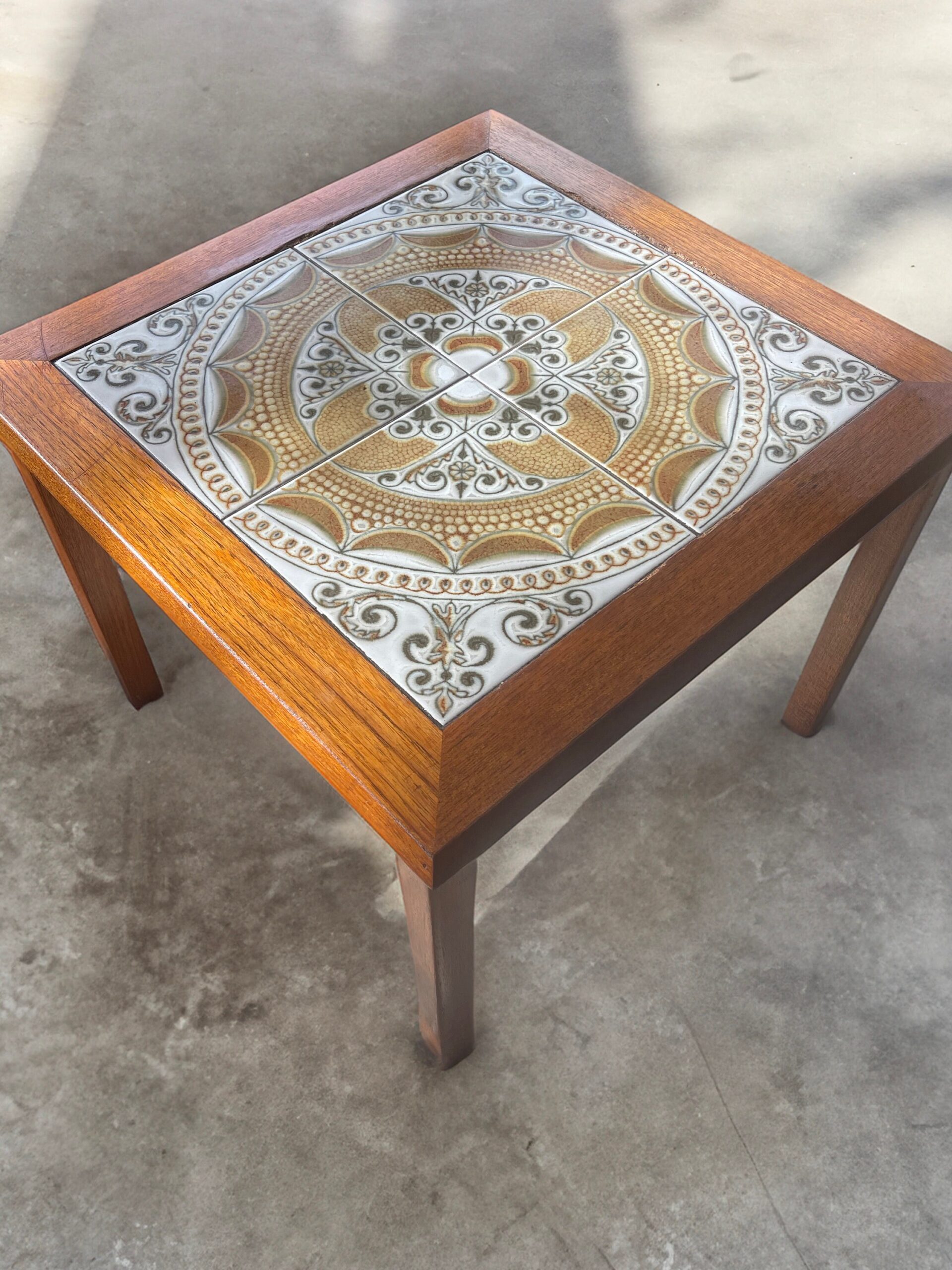 Mid Century Modern Danish Teak Tile Top Side Table By Toften Mobelfabrik
