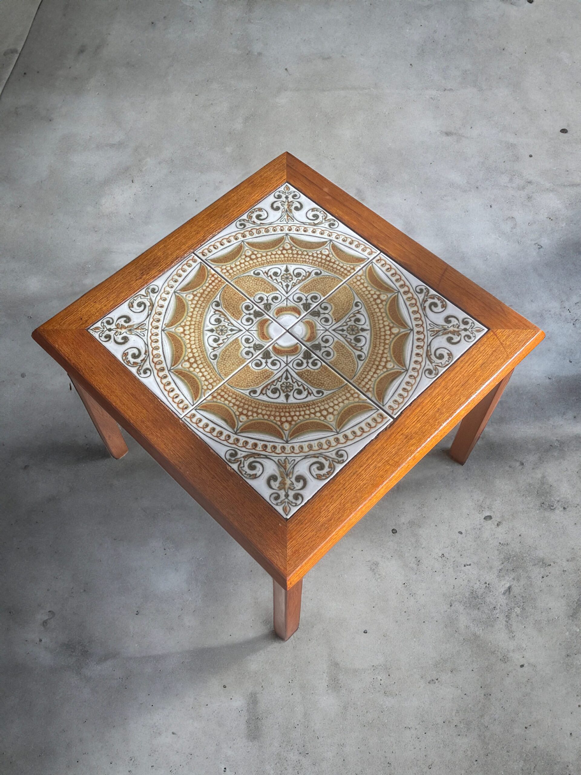 Mid Century Modern Danish Teak Tile Top Side Table By Toften Mobelfabrik