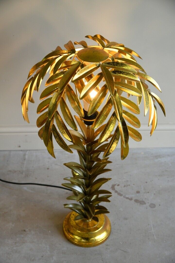 Late 20th Century Palm Tree Table Bedside Side Lamps Lights