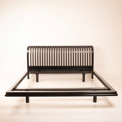 Pierre Cardin bed in solid wood and brass