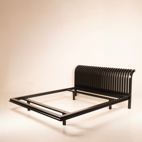 Pierre Cardin bed in solid wood and brass