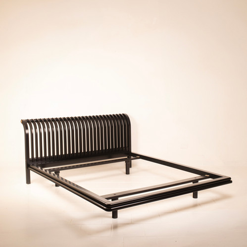 Pierre Cardin bed in solid wood and brass