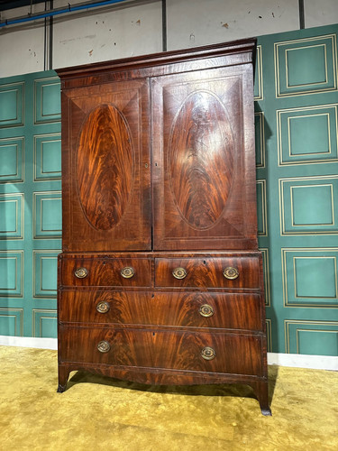 Mahogany Linen Press - 19th Century