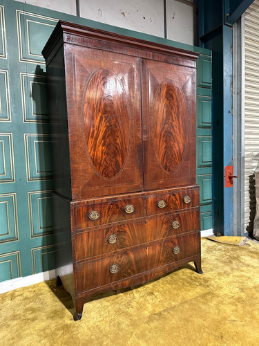 Mahogany Linen Press - 19th Century