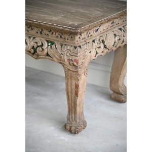 Oriental Jewelled Carved Wooden Coffee Table