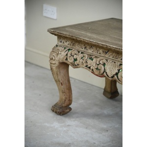 Oriental Jewelled Carved Wooden Coffee Table