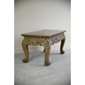 Oriental Jewelled Carved Wooden Coffee Table