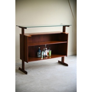 Freestanding Retro Teak Home Cocktail Bar