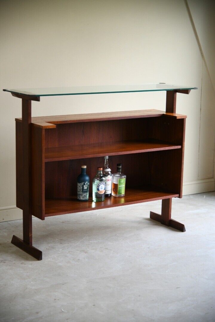 Freestanding Retro Teak Home Cocktail Bar