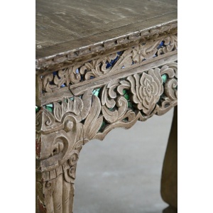 Oriental Jewelled Carved Wooden Coffee Table