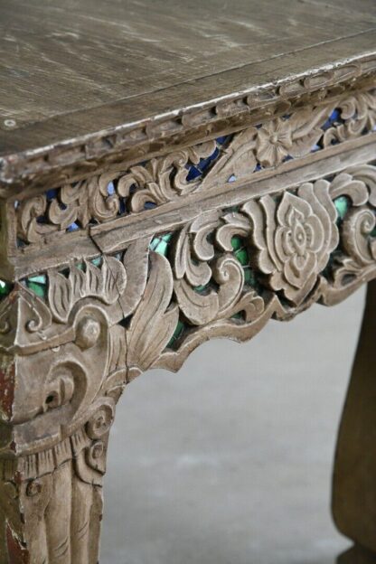 Oriental Jewelled Carved Wooden Coffee Table - Image 12