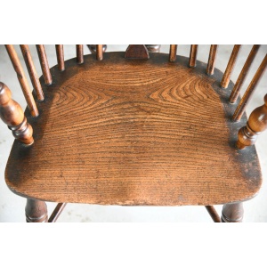 Set 6 Antique Elm Windsor Arm Chairs
