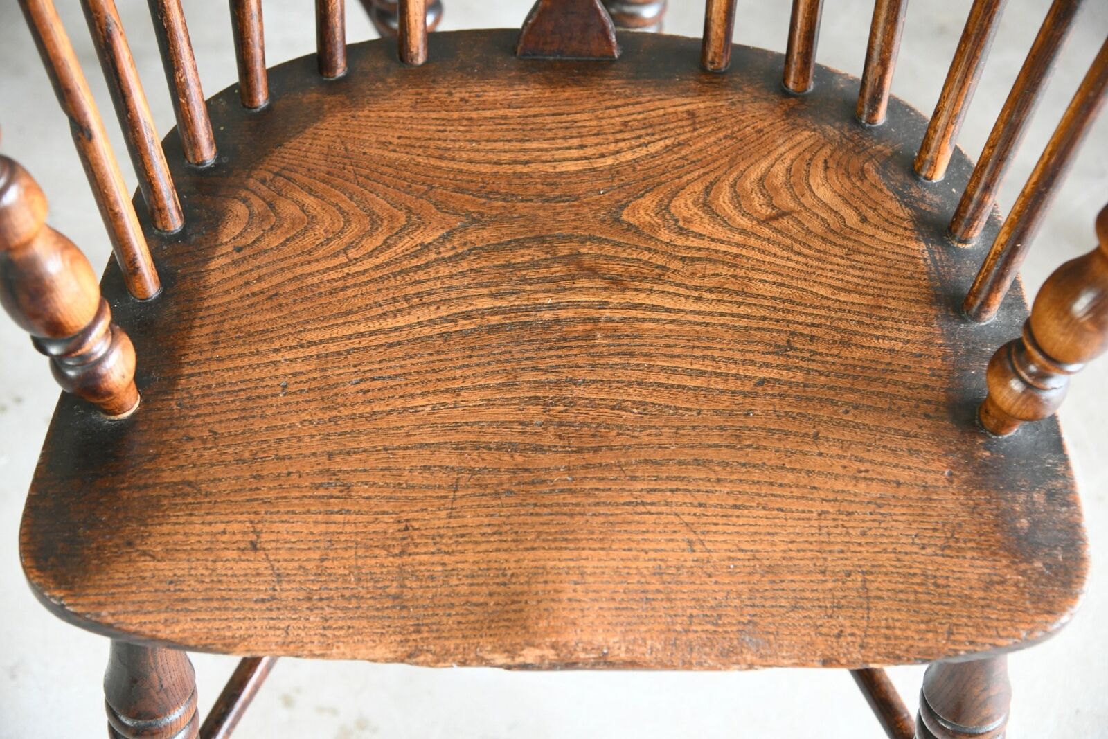 Set 6 Antique Elm Windsor Arm Chairs