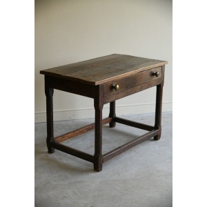 Antique Rustic Country Oak Side Occasional Table