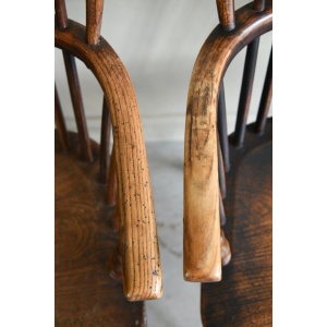 Set 6 Antique Elm Windsor Arm Chairs