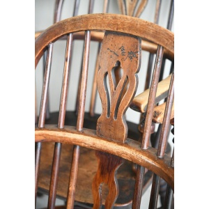 Set 6 Antique Elm Windsor Arm Chairs