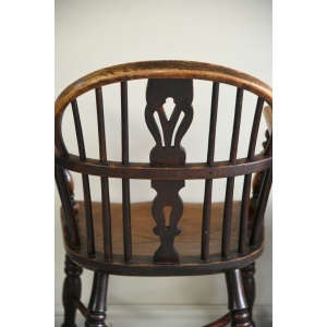 Set 6 Antique Elm Windsor Arm Chairs