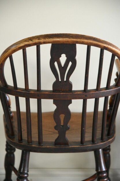 Set 6 Antique Elm Windsor Arm Chairs - Image 8