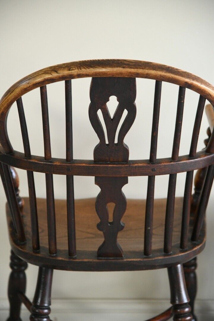 Set 6 Antique Elm Windsor Arm Chairs