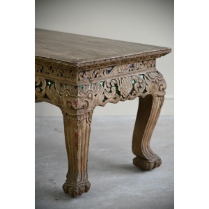 Oriental Jewelled Carved Wooden Coffee Table