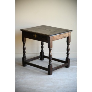 Antique Rustic Oak Side Occasional Table