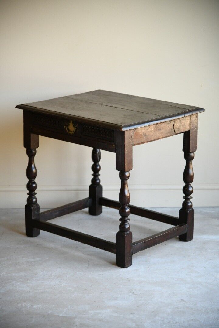 Antique Rustic Oak Side Occasional Table