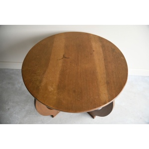 Deco Oak Two Tier Round Centre Occasional Side Table