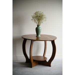 Deco Oak Two Tier Round Centre Occasional Side Table