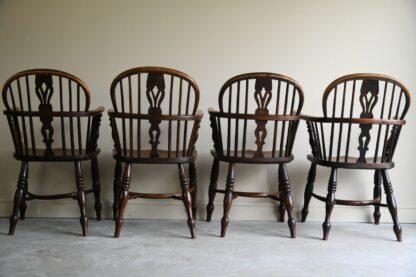 Set 6 Antique Elm Windsor Arm Chairs - Image 3