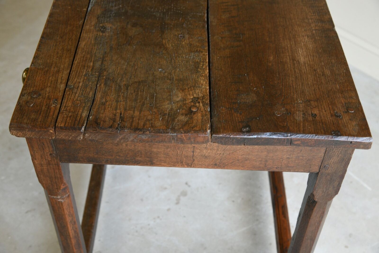 Antique Rustic Country Oak Side Occasional Table