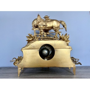 Henry Marc Paris, Gilt Bronze Mantel Clock With AD Mougin Movement