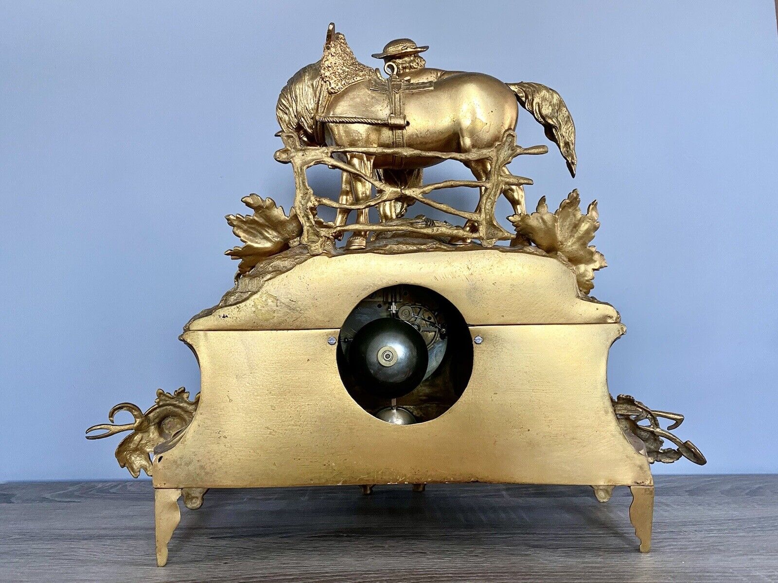 Henry Marc Paris, Gilt Bronze Mantel Clock With AD Mougin Movement