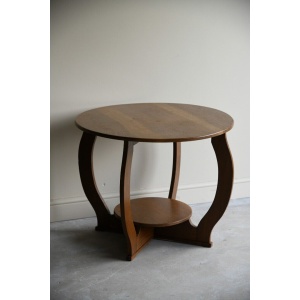 Deco Oak Two Tier Round Centre Occasional Side Table