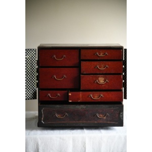 Antique Japanese Table Top Cabinet Storage Drawers
