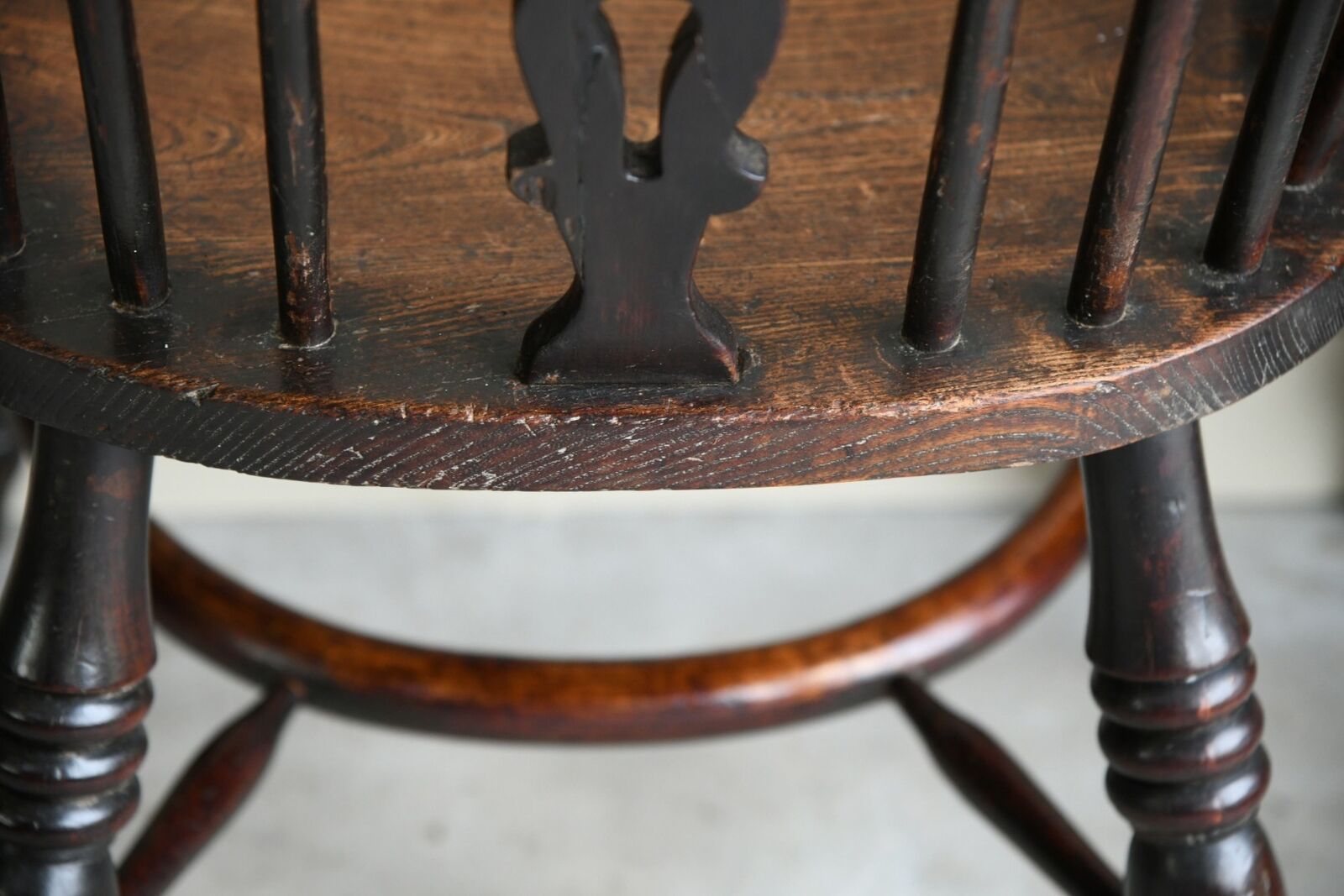 Set 6 Antique Elm Windsor Arm Chairs