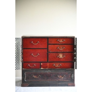 Antique Japanese Table Top Cabinet Storage Drawers