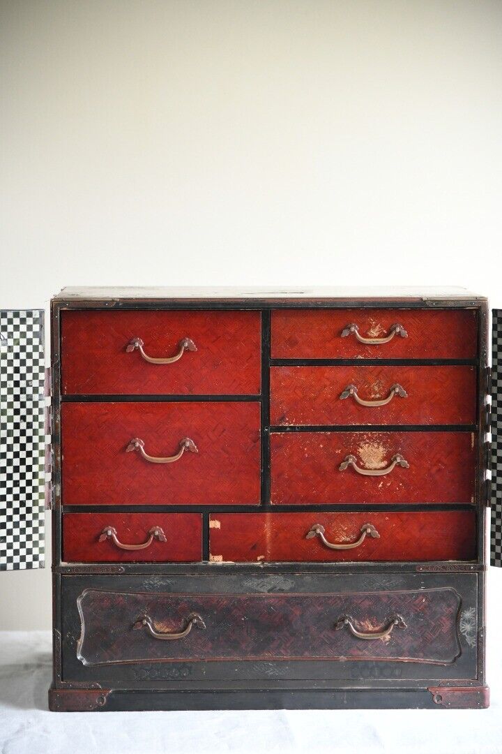 Antique Japanese Table Top Cabinet Storage Drawers