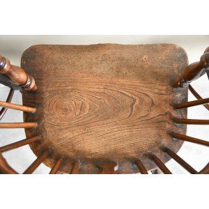 Set 6 Antique Elm Windsor Arm Chairs