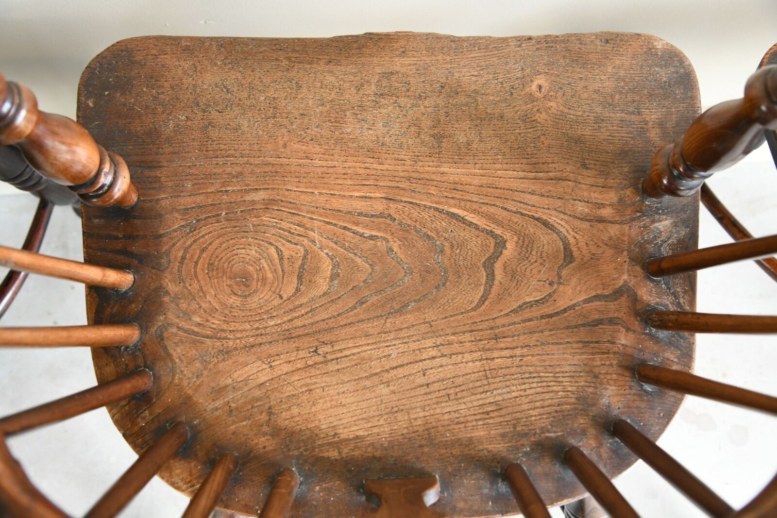 Set 6 Antique Elm Windsor Arm Chairs
