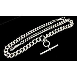 Solid Silver, 71.1g Albert Chain, Birmingham 1920 by Herbert Bushell & Sons