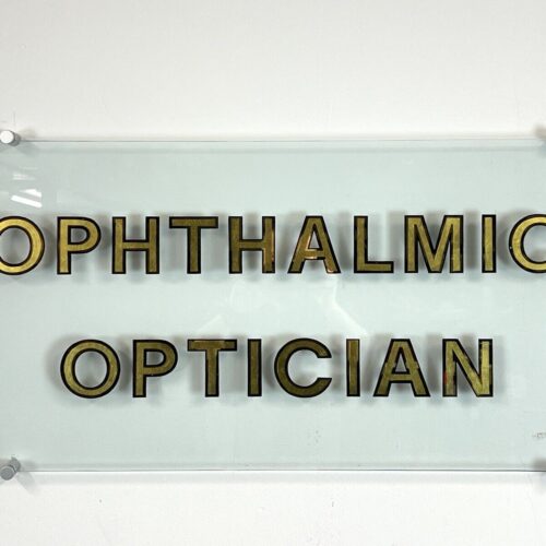 Vintage Ophthalmic Optician Hand Painted Glass Sign