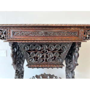 19th Century Anglo-Indian Carved Rosewood Writing Desk