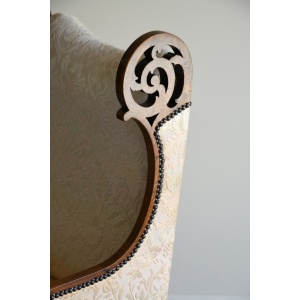 Antique Edwardian Upholstered Walnut Armchair