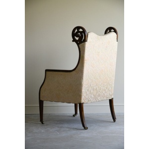Antique Edwardian Upholstered Walnut Armchair
