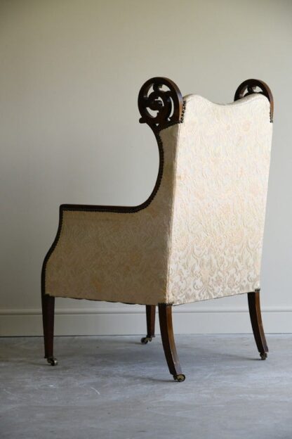 Antique Edwardian Upholstered Walnut Armchair - Image 6