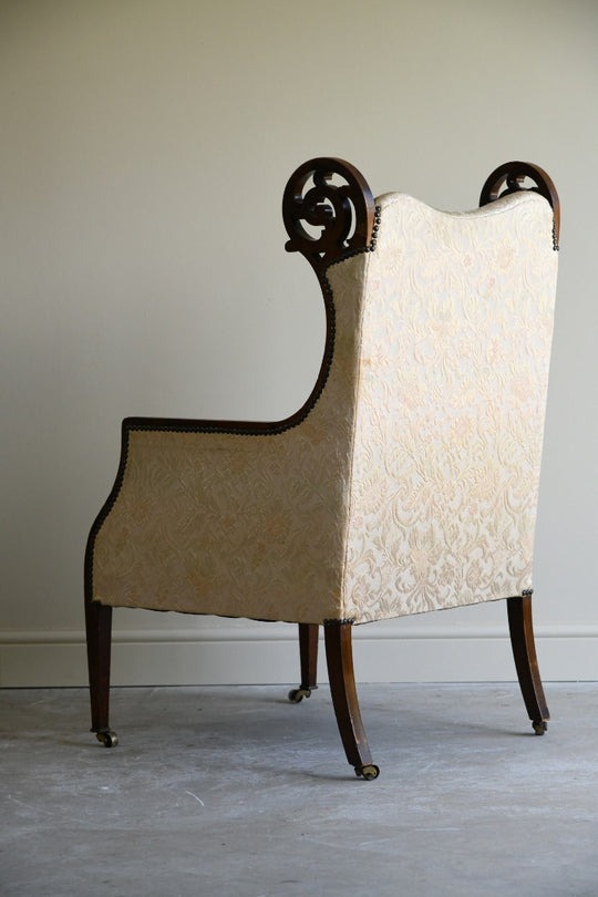 Antique Edwardian Upholstered Walnut Armchair